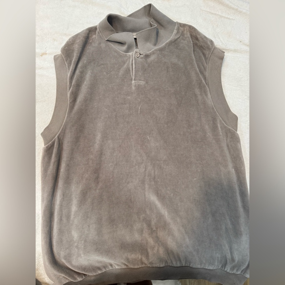 Fear of God Essentials Velour Sleeveless Polo 'Desert Taupe' XL